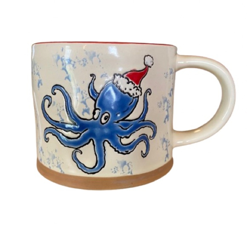 Blue Sky Clayworks - Spectrum Designz Christmas Octopus Mug Coastal Holiday